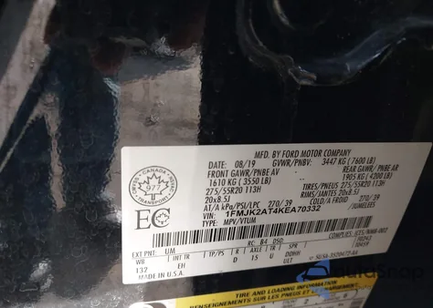 2019 Ford Expedition Max Limited z USA, uszkodzony, nr VIN 1FMJK2AT4KEA70332